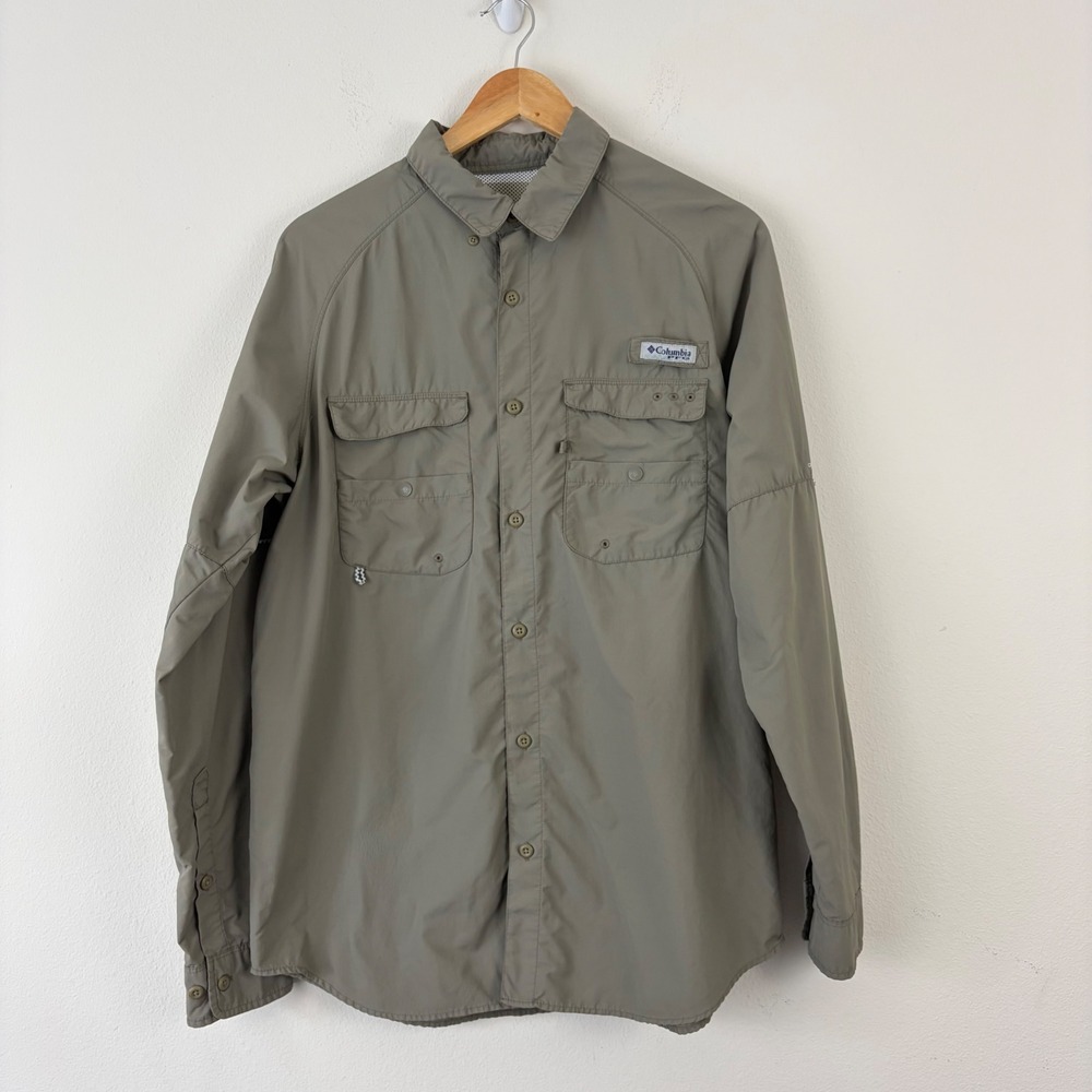 Columbia PFG Mens M Long Sleeve Fishing Shirt Vented Sage Green